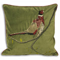 Green - Front - Riva Home Hunter Velvet Pheasant Cushion Cover