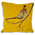 Mustard - Front - Riva Home Hunter Velvet Pheasant Cushion Cover