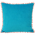 Teal-Coral - Front - Riva Home Velvet Pompom Cushion Cover