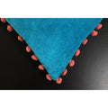 Teal-Coral - Back - Riva Home Velvet Pompom Cushion Cover