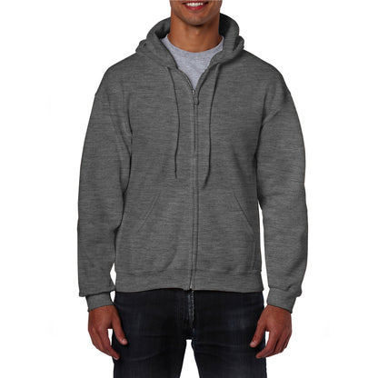 Dark Heather - Side - Gildan Mens Heavy Blend Hooded Sweatshirt