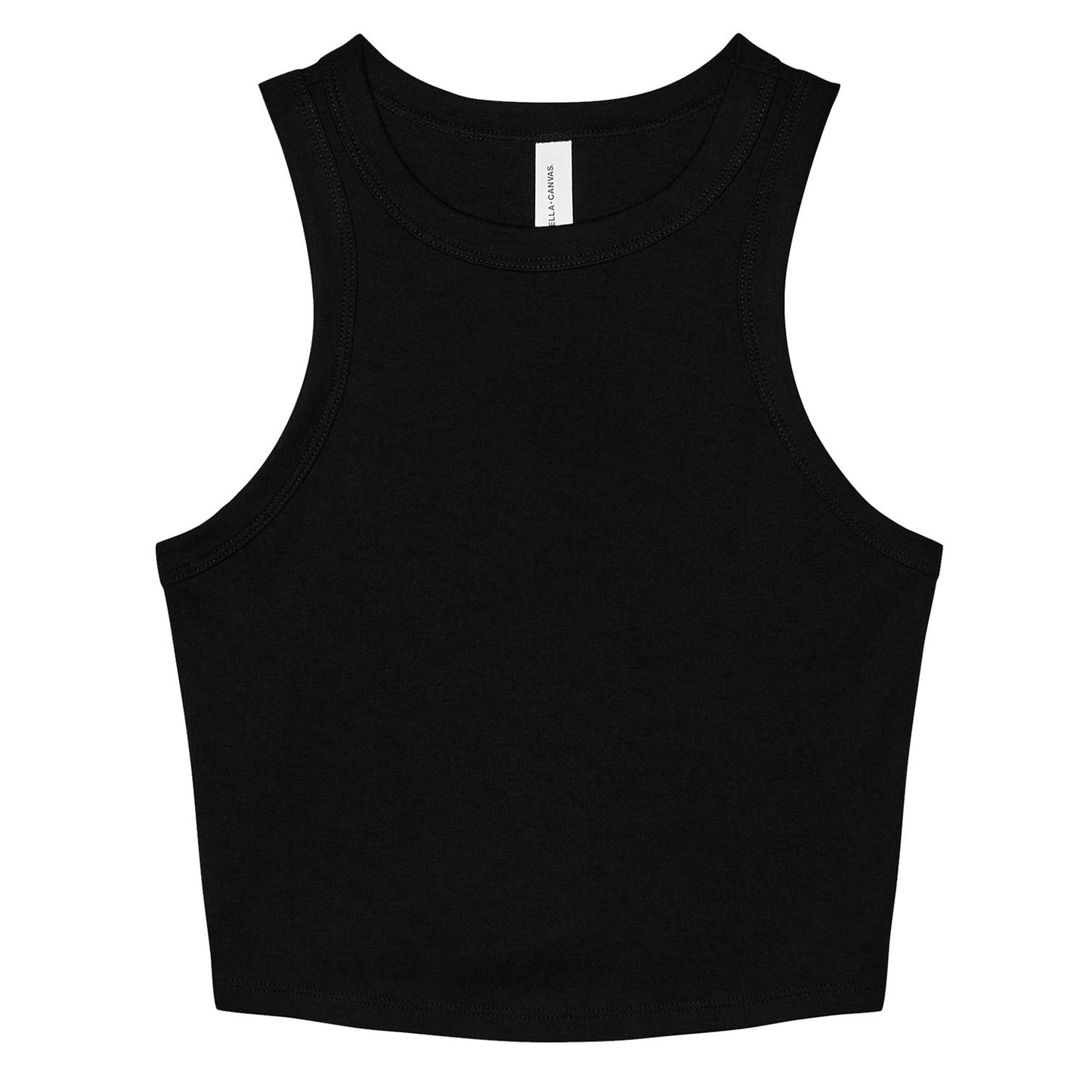 Solid Black - Front - Bella + Canvas Womens-Ladies Micro-Rib Racer Tank Top