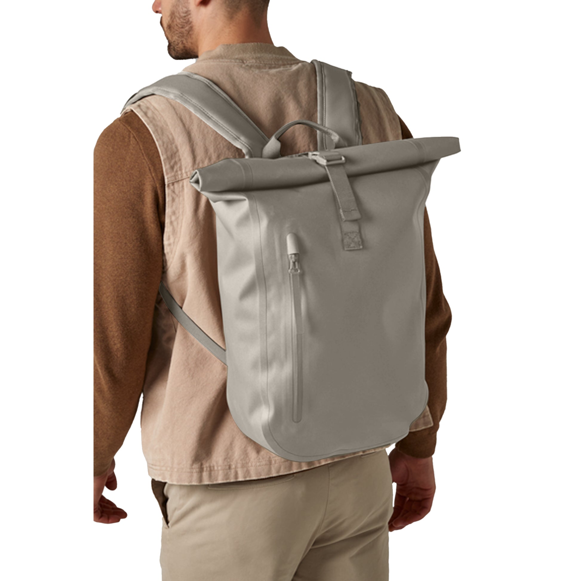 Natural Stone - Back - Quadra Roll Top Waterproof 14L Backpack