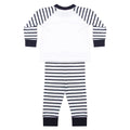 Navy-White - Back - Larkwood Childrens-Kids Striped Long Pyjama Set
