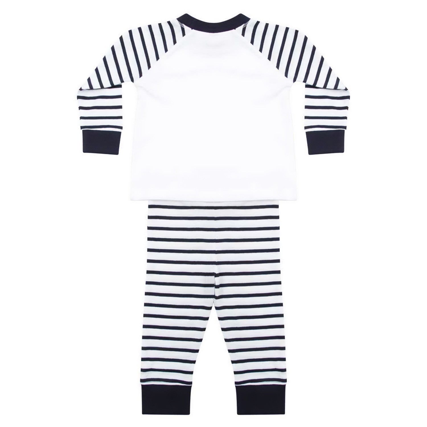 Navy-White - Back - Larkwood Childrens-Kids Striped Long Pyjama Set