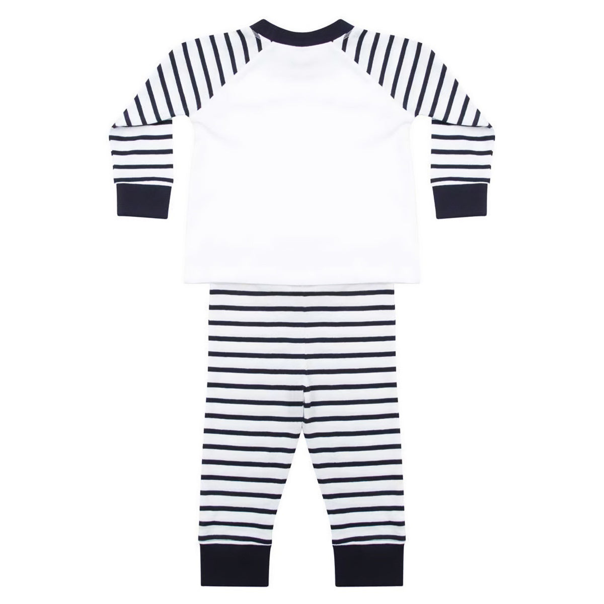 Navy-White - Back - Larkwood Childrens-Kids Striped Long Pyjama Set