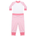 Pink-White - Front - Larkwood Childrens-Kids Striped Long Pyjama Set