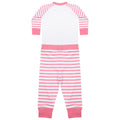 Pink-White - Back - Larkwood Childrens-Kids Striped Long Pyjama Set