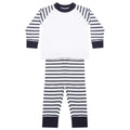 Navy-White - Front - Larkwood Childrens-Kids Striped Long Pyjama Set