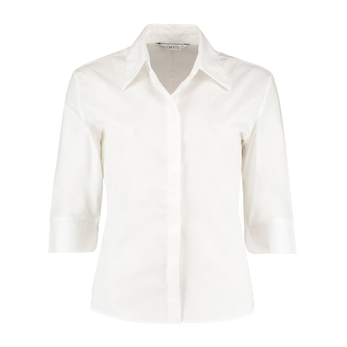 White - Front - Kustom Kit Womens-Ladies Continental 3-4 Sleeve Blouse