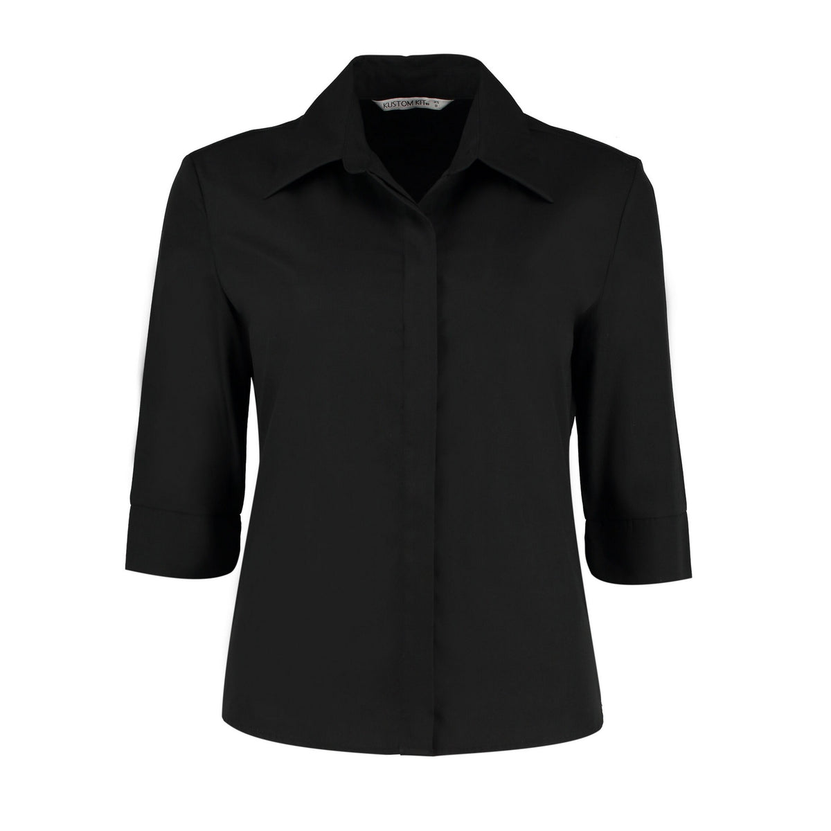 Black - Front - Kustom Kit Womens-Ladies Continental 3-4 Sleeve Blouse