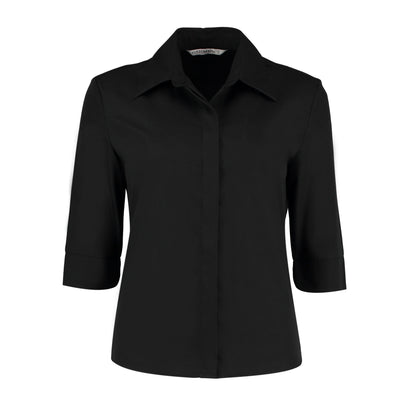 Black - Front - Kustom Kit Womens-Ladies Continental 3-4 Sleeve Blouse