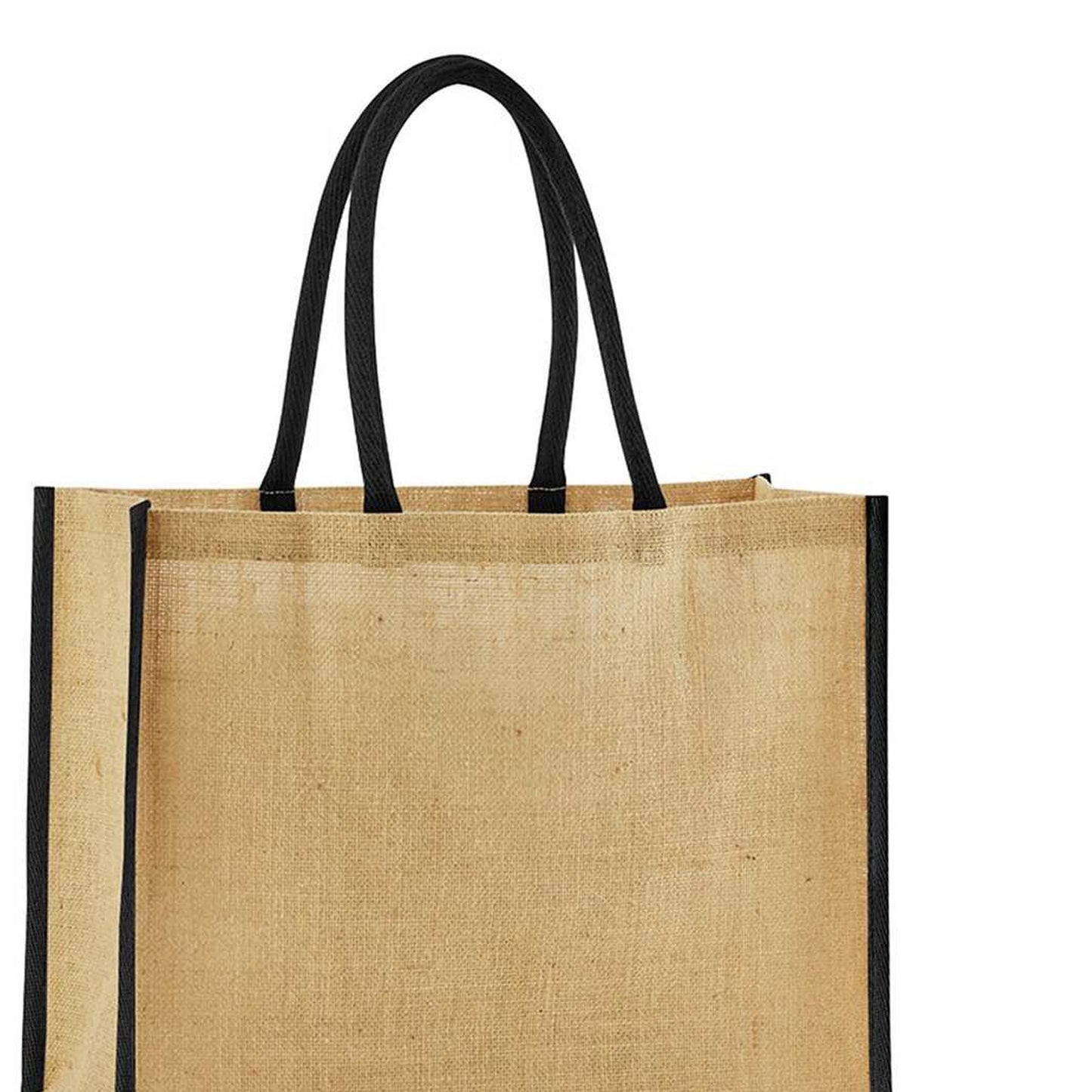 Natural-Black - Back - Westford Mill Classic Starched Jute Tote Bag