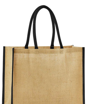 Natural-Black - Back - Westford Mill Classic Starched Jute Tote Bag