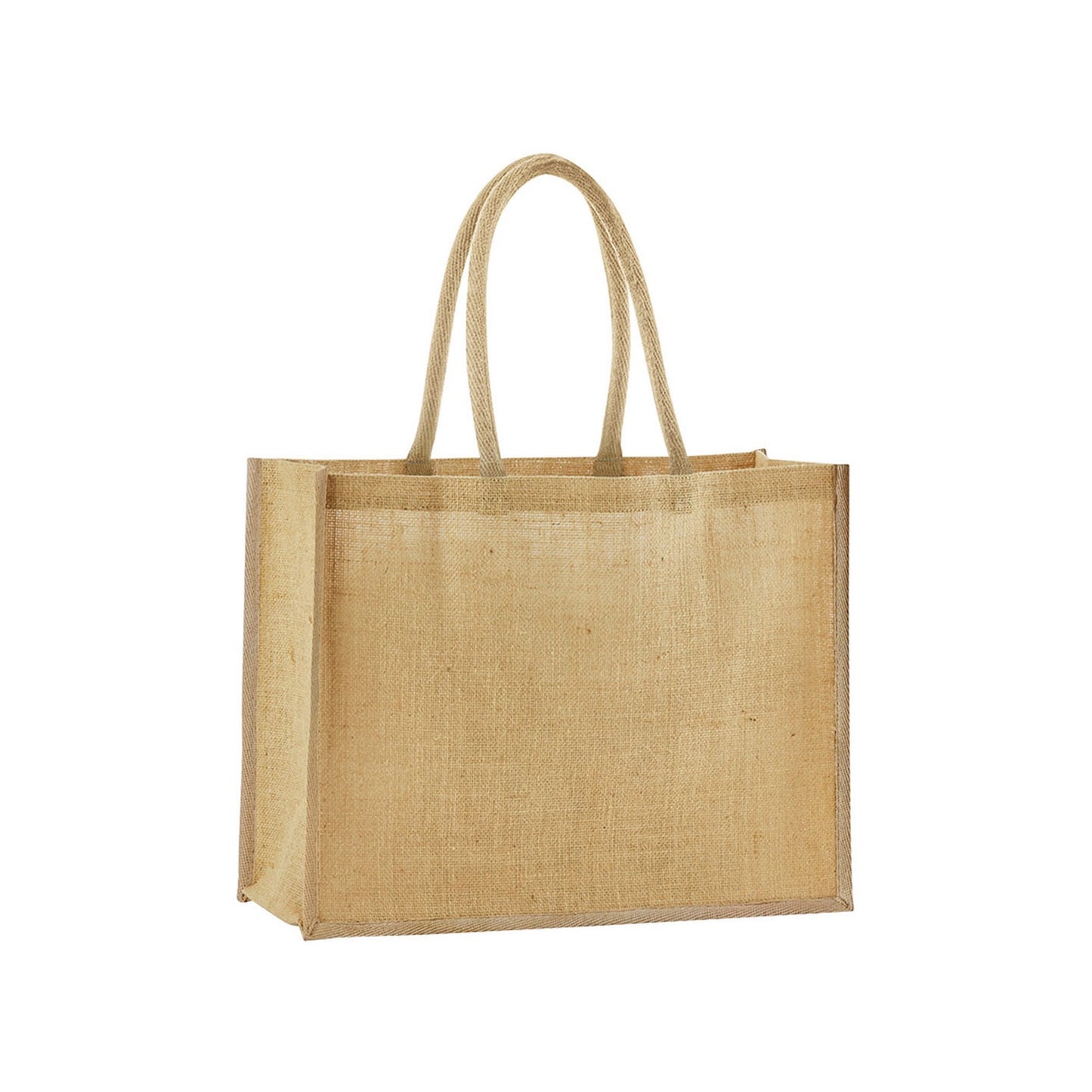 Natural-Olive Green - Front - Westford Mill Classic Starched Jute Tote Bag