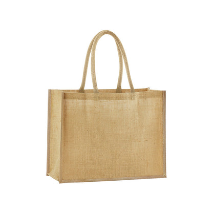 Natural-Olive Green - Front - Westford Mill Classic Starched Jute Tote Bag