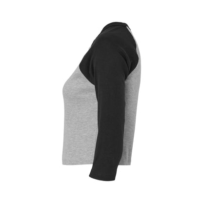 Athletic Grey-Black - Back - Bella + Canvas Womens-Ladies Heather Raglan 3-4 Sleeve Crop Top