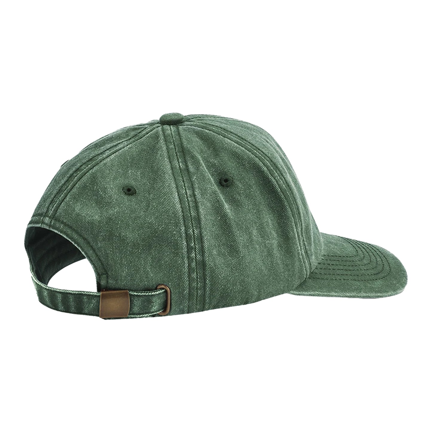 Bottle Green - Back - Beechfield Vintage Washed 5 Panel Relaxed Fit Baseball Cap