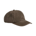 Brown - Front - Beechfield Vintage Washed 5 Panel Relaxed Fit Baseball Cap