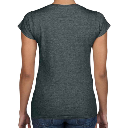 Dark Heather - Back - Gildan Womens-Ladies Softstyle Heather V Neck T-Shirt