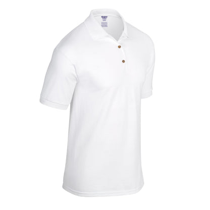 White - Side - Gildan Unisex Adult Knitted Dryblend Jersey Polo Shirt