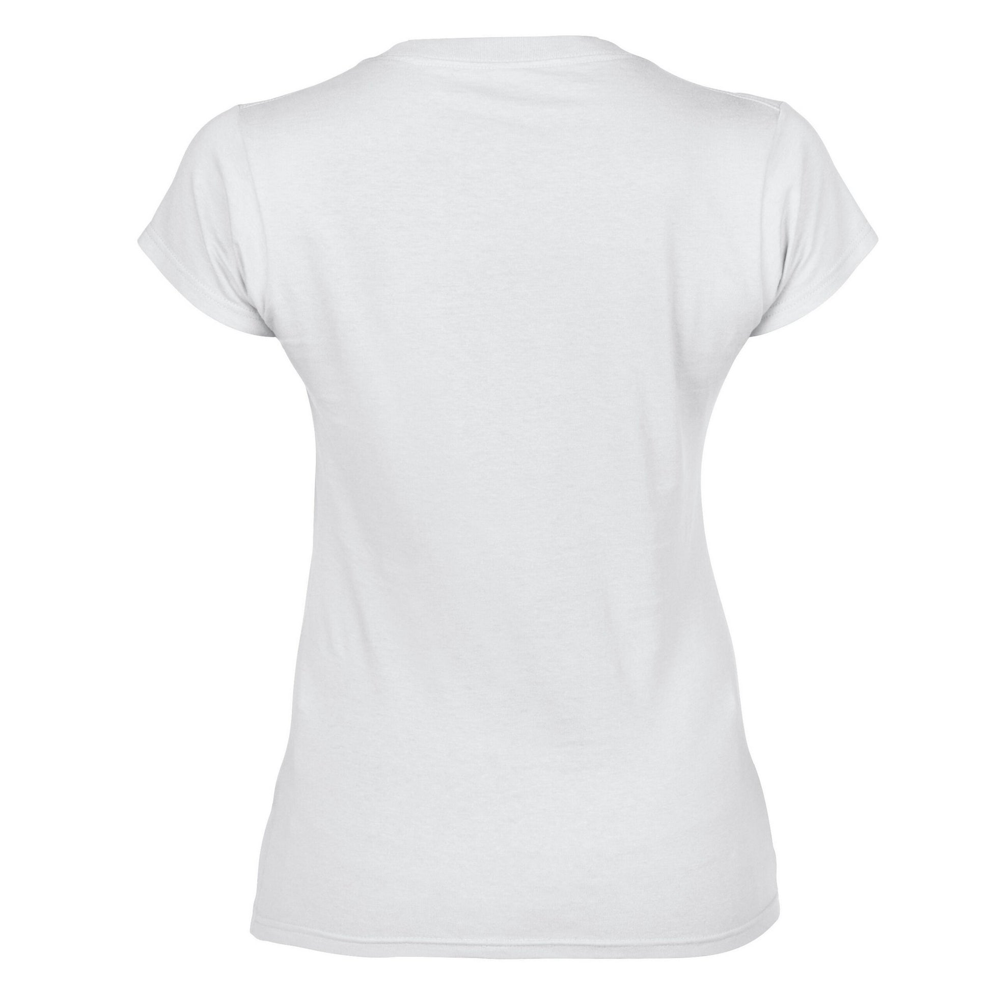 White - Back - Gildan Womens-Ladies Soft Touch V Neck T-Shirt