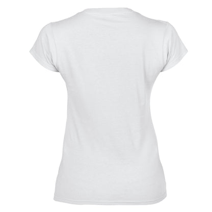 White - Back - Gildan Womens-Ladies Soft Touch V Neck T-Shirt