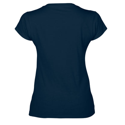 Navy - Back - Gildan Womens-Ladies Soft Touch V Neck T-Shirt
