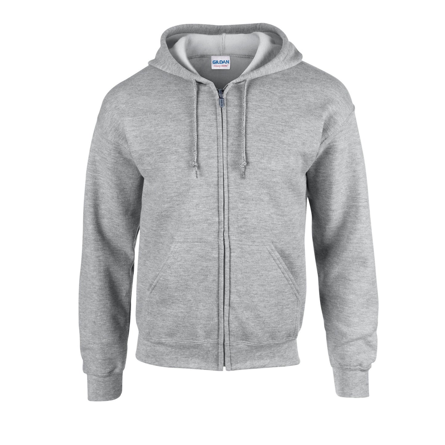 Sports Grey - Front - Gildan Unisex Adult Heavy Blend Full Zip Full Zip Hoodie