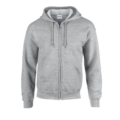 Sports Grey - Front - Gildan Unisex Adult Heavy Blend Full Zip Full Zip Hoodie