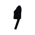Solid Black - Back - Bella + Canvas Womens-Ladies Plain Micro-Rib Long-Sleeved Crop Top