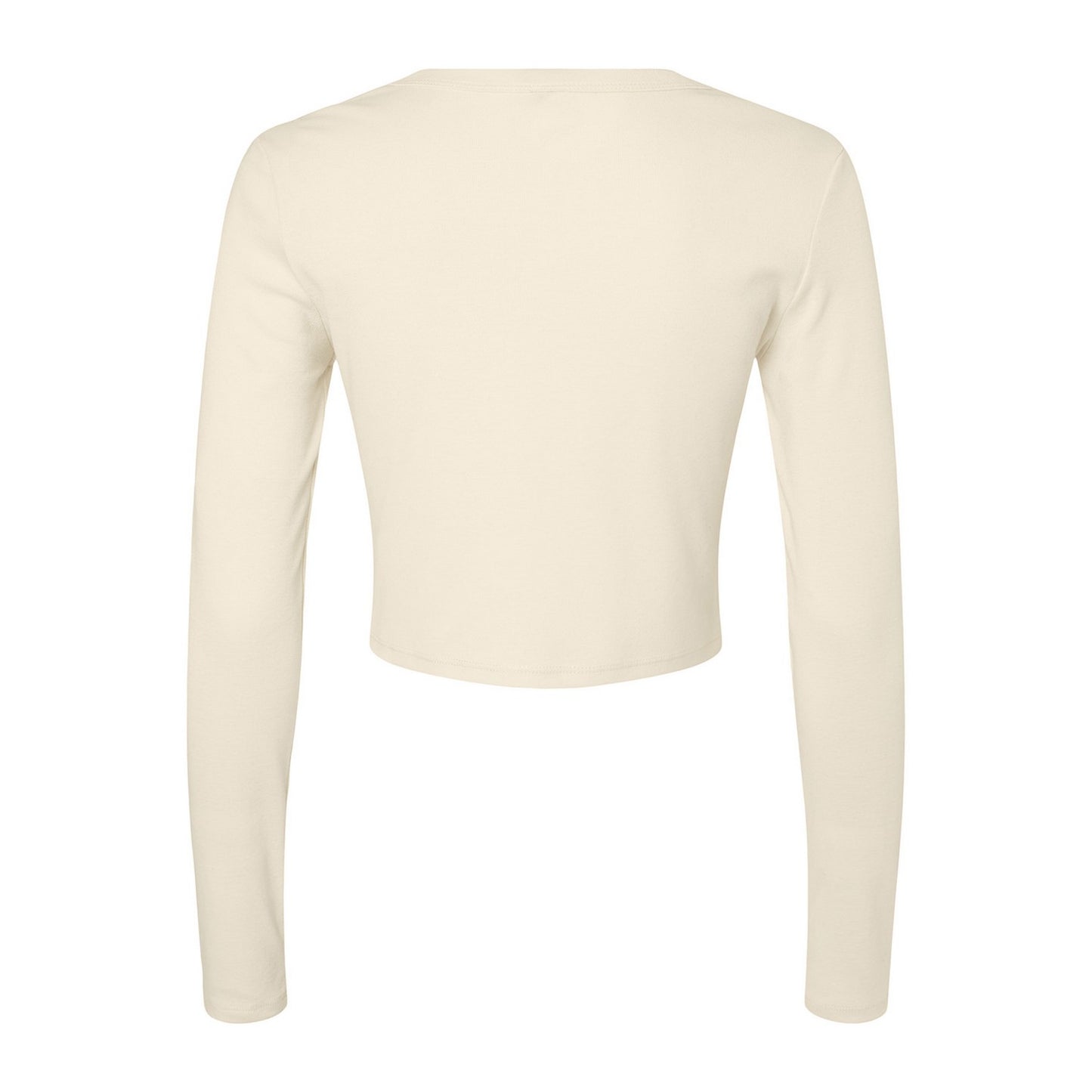 Solid Natural - Back - Bella + Canvas Womens-Ladies Plain Micro-Rib Long-Sleeved Crop Top