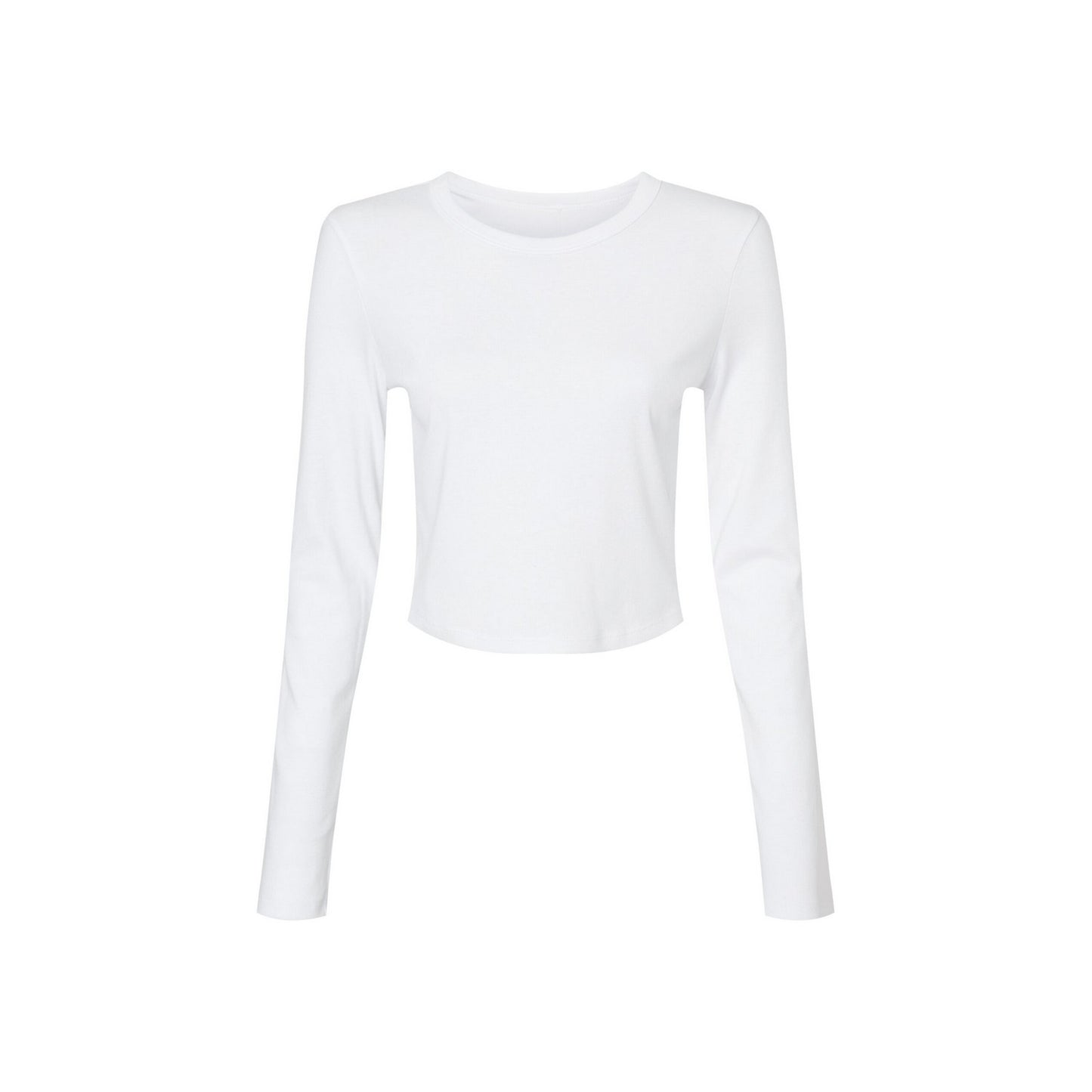 Solid White - Front - Bella + Canvas Womens-Ladies Plain Micro-Rib Long-Sleeved Crop Top
