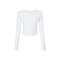Solid White - Front - Bella + Canvas Womens-Ladies Plain Micro-Rib Long-Sleeved Crop Top