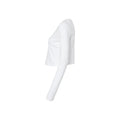 Solid White - Back - Bella + Canvas Womens-Ladies Plain Micro-Rib Long-Sleeved Crop Top