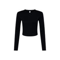 Solid Black - Front - Bella + Canvas Womens-Ladies Plain Micro-Rib Long-Sleeved Crop Top