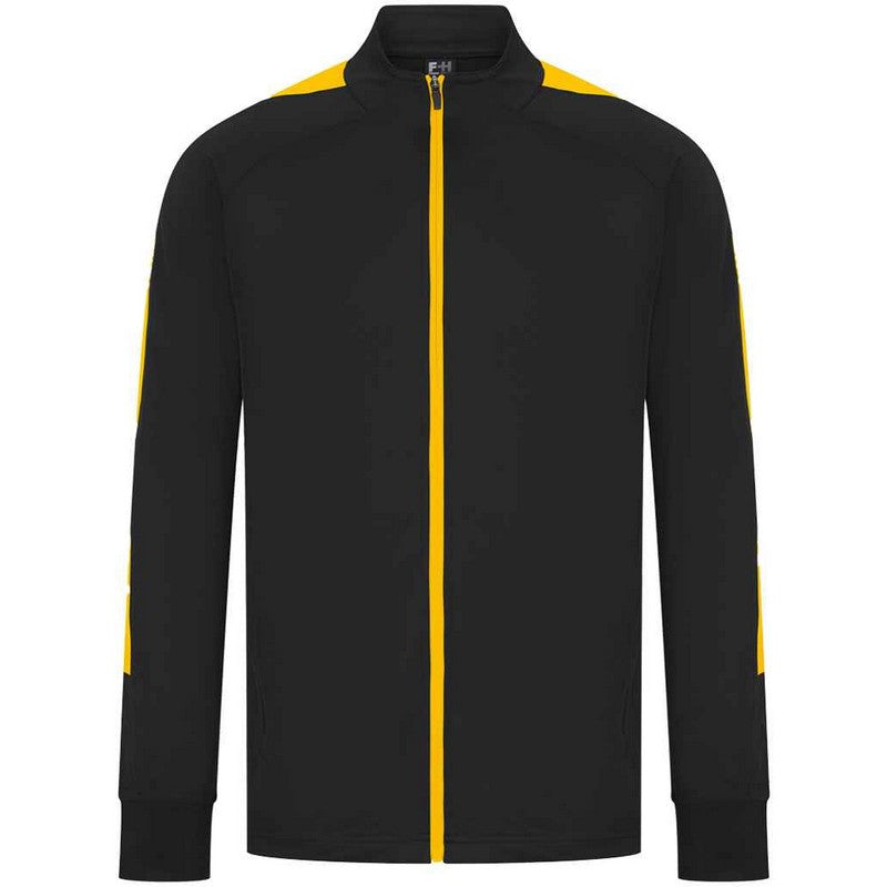 Black-Gold - Front - Finden & Hales Mens Contrast Panel Knitted Tracksuit Top