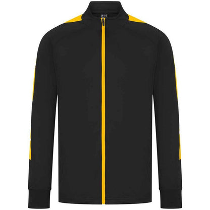 Black-Gold - Front - Finden & Hales Mens Contrast Panel Knitted Tracksuit Top