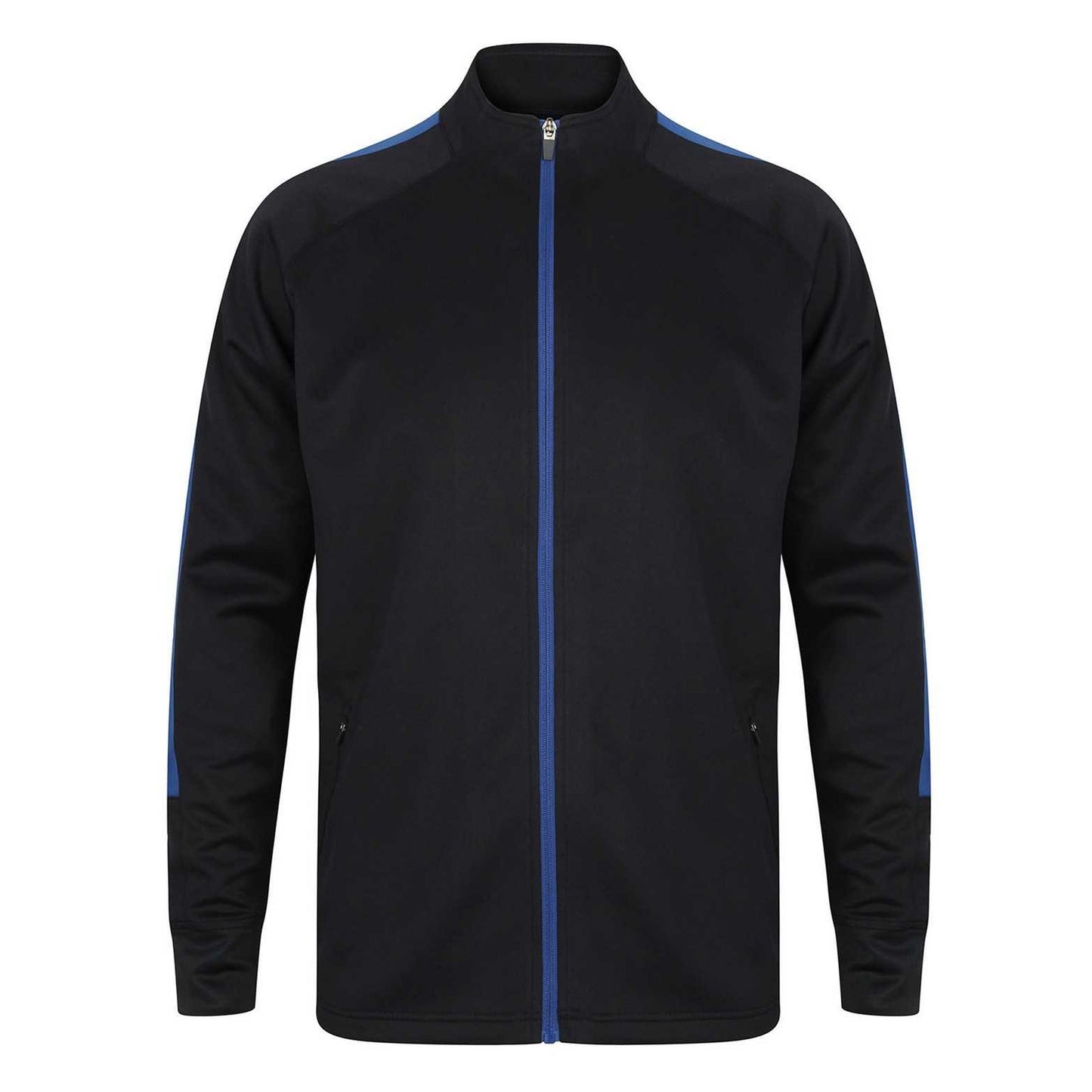 Navy-Royal Blue - Front - Finden & Hales Mens Contrast Panel Knitted Tracksuit Top