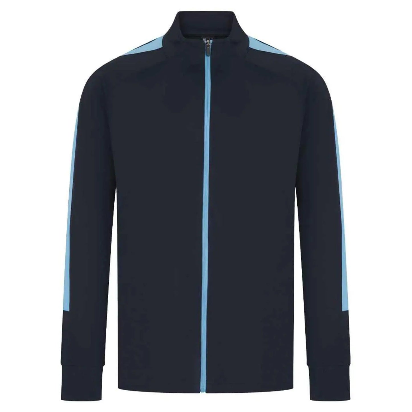Navy-Sky - Front - Finden & Hales Mens Contrast Panel Knitted Tracksuit Top