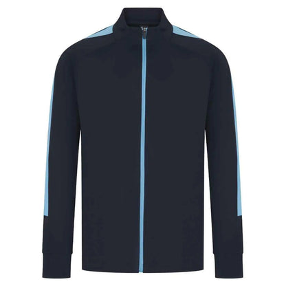 Navy-Sky - Front - Finden & Hales Mens Contrast Panel Knitted Tracksuit Top