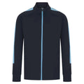 Navy-Sky - Front - Finden & Hales Mens Contrast Panel Knitted Tracksuit Top