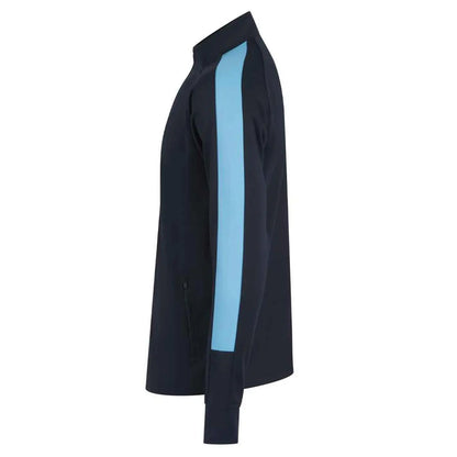 Navy-Sky - Side - Finden & Hales Mens Contrast Panel Knitted Tracksuit Top