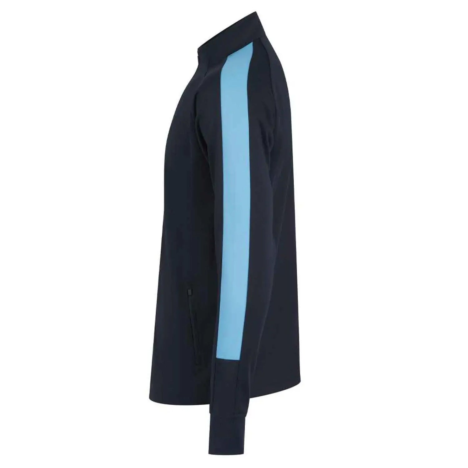 Navy-Sky - Side - Finden & Hales Mens Contrast Panel Knitted Tracksuit Top