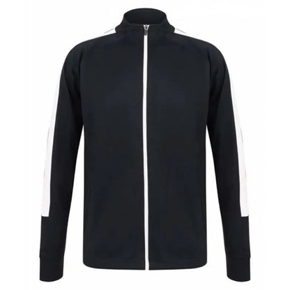 Navy-White - Front - Finden & Hales Mens Contrast Panel Knitted Tracksuit Top