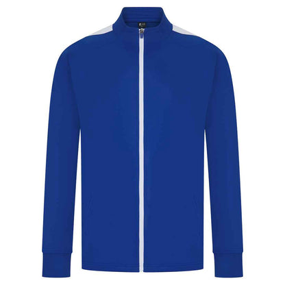 Royal Blue-White - Front - Finden & Hales Mens Contrast Panel Knitted Tracksuit Top
