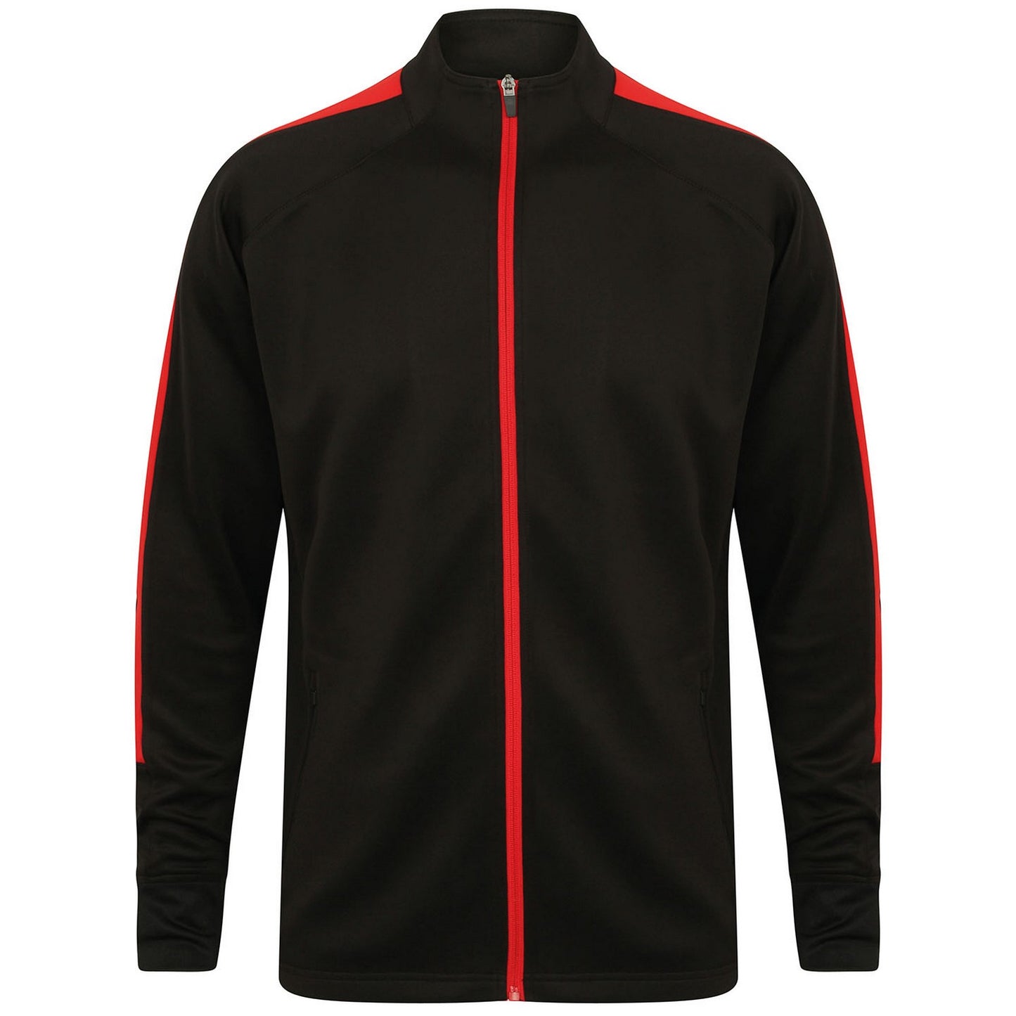 Black-Red - Front - Finden & Hales Mens Contrast Panel Knitted Tracksuit Top