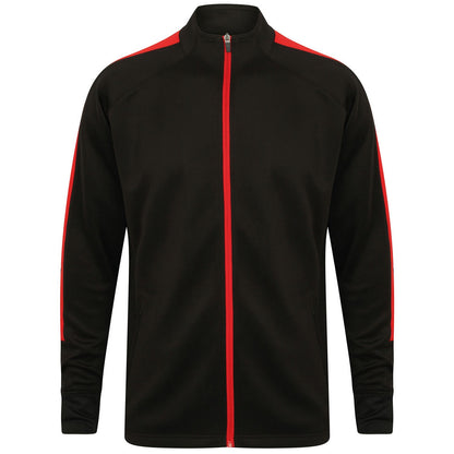 Black-Red - Front - Finden & Hales Mens Contrast Panel Knitted Tracksuit Top