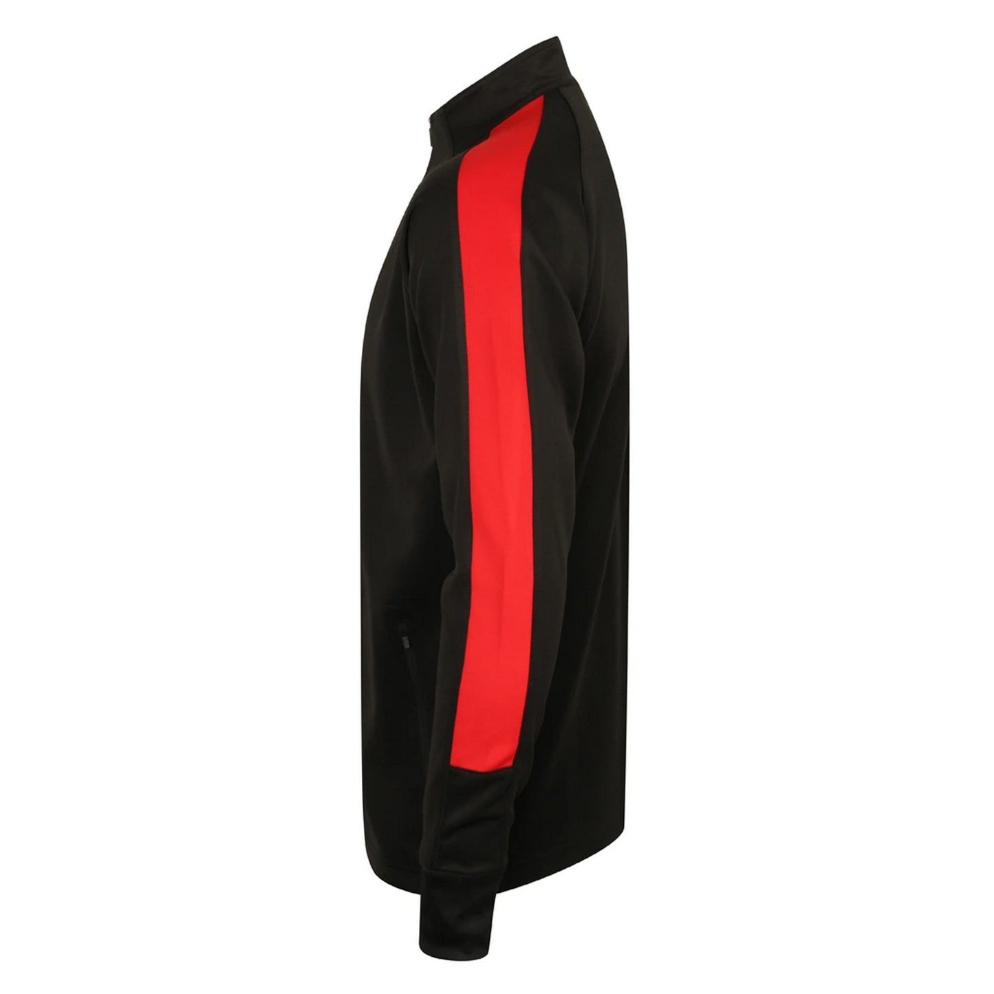 Black-Red - Side - Finden & Hales Mens Contrast Panel Knitted Tracksuit Top