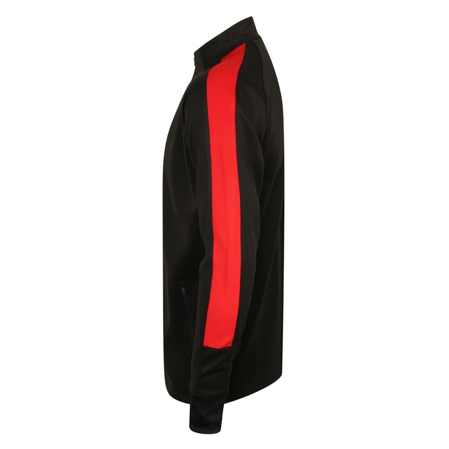 Black-Red - Side - Finden & Hales Mens Contrast Panel Knitted Tracksuit Top